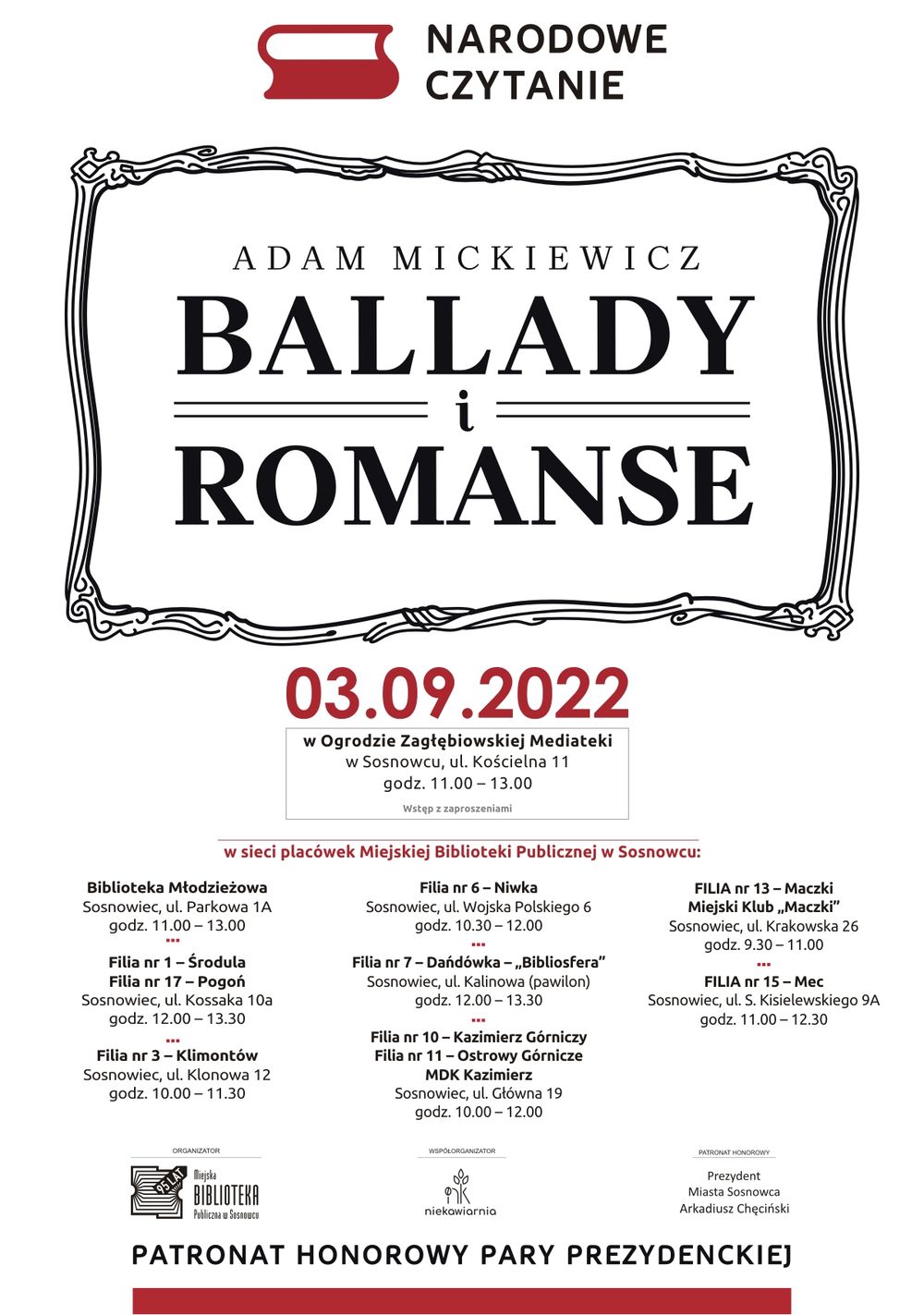 Narodowe Czytanie 2022 – „Ballady i romanse” Adama Mickiewicza [3.09.2022]