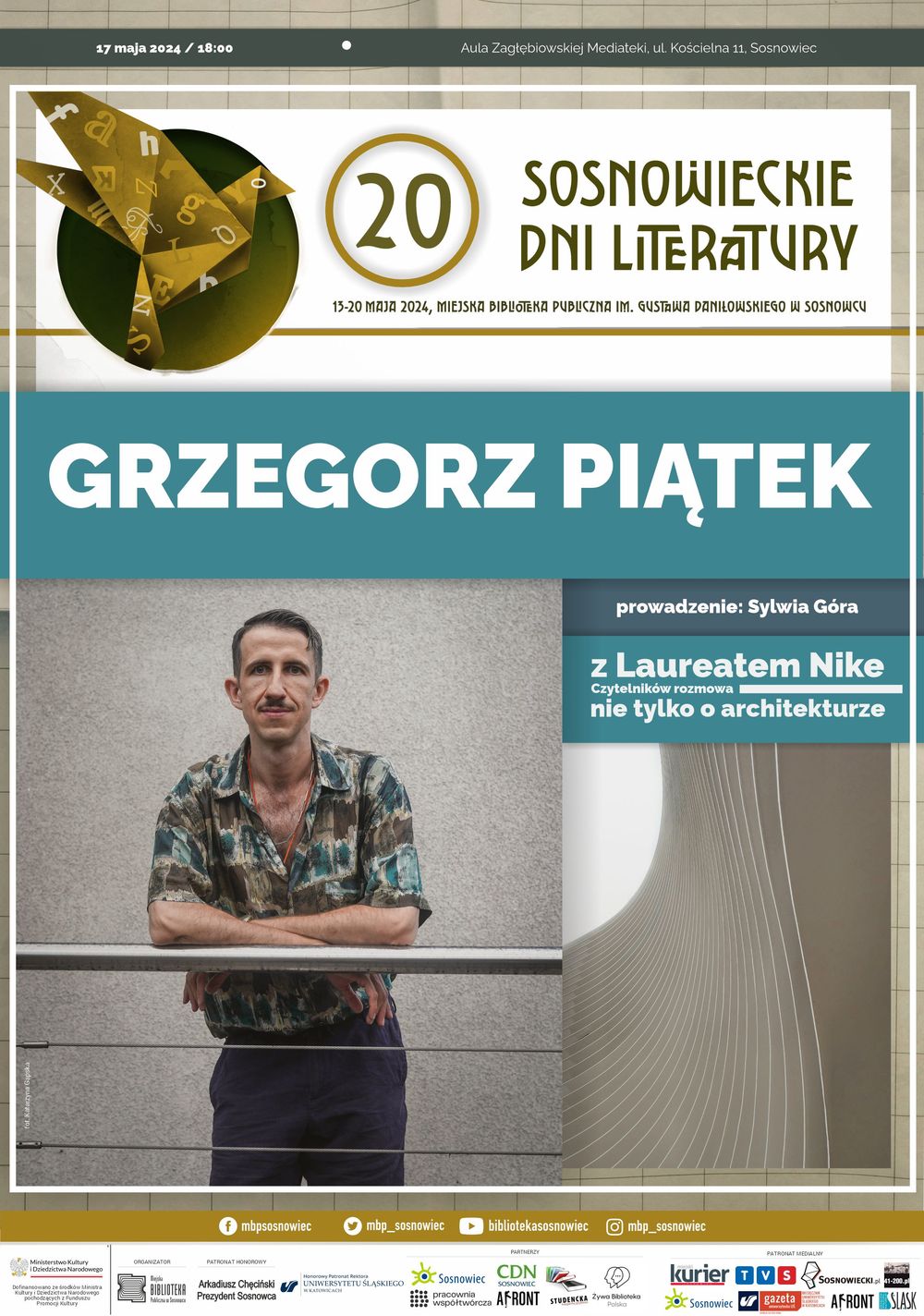 Grzegorz Piątek w Zagłębiowskiej Mediatece - 20. Sosnowieckie Dni Literatury [17.05.2024]